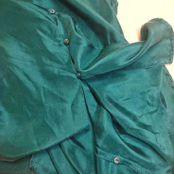 New York Studio Silk 100% Vintage 1990s Y2K Silk Evening Tank Top| Large| Teal - Picture 6 of 8